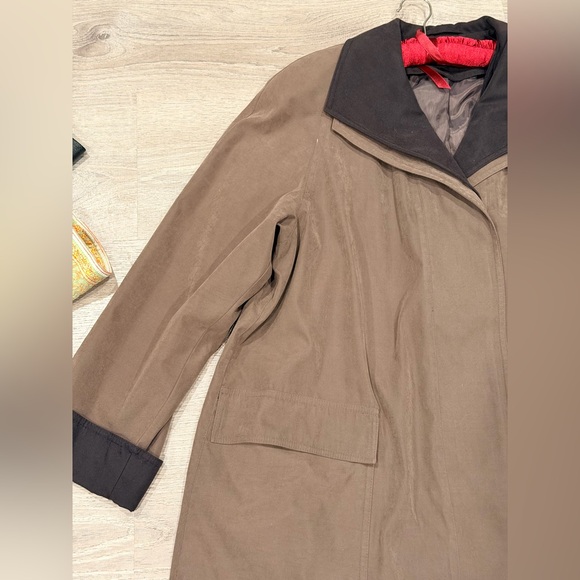 Gallery Women's Trench Coat, Size L Brown, brown Lining Rain Peacoat - Picture 2 of 9